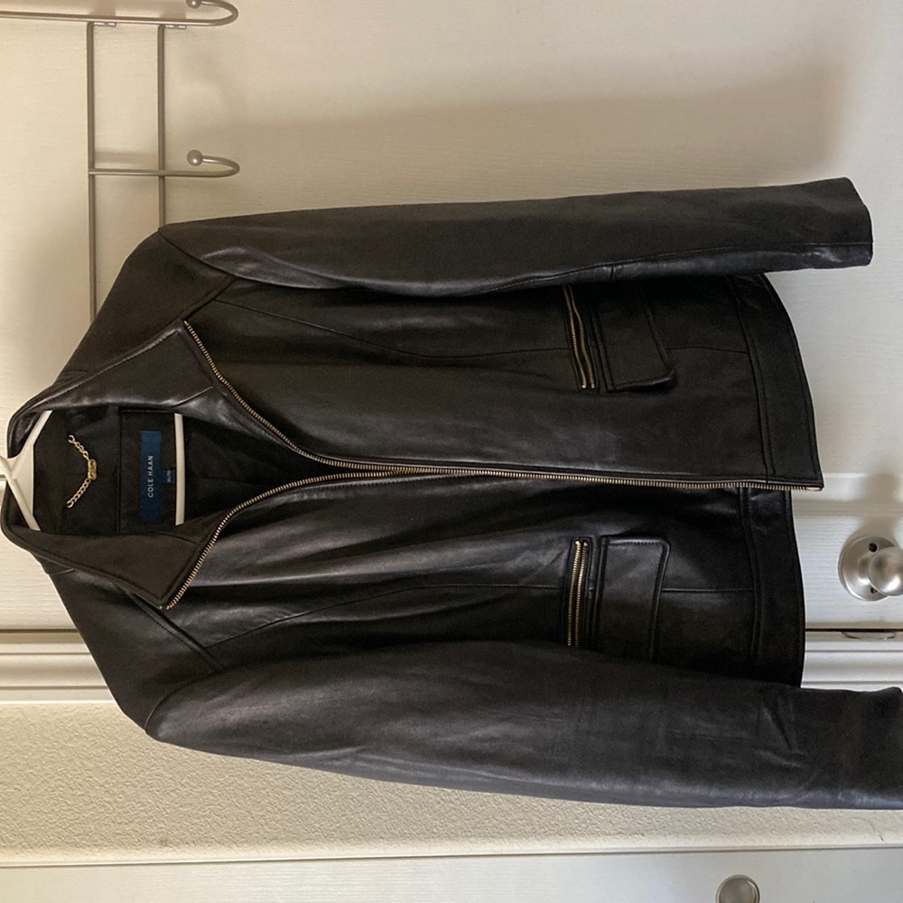 Cole Haan moto genuine leather jacket